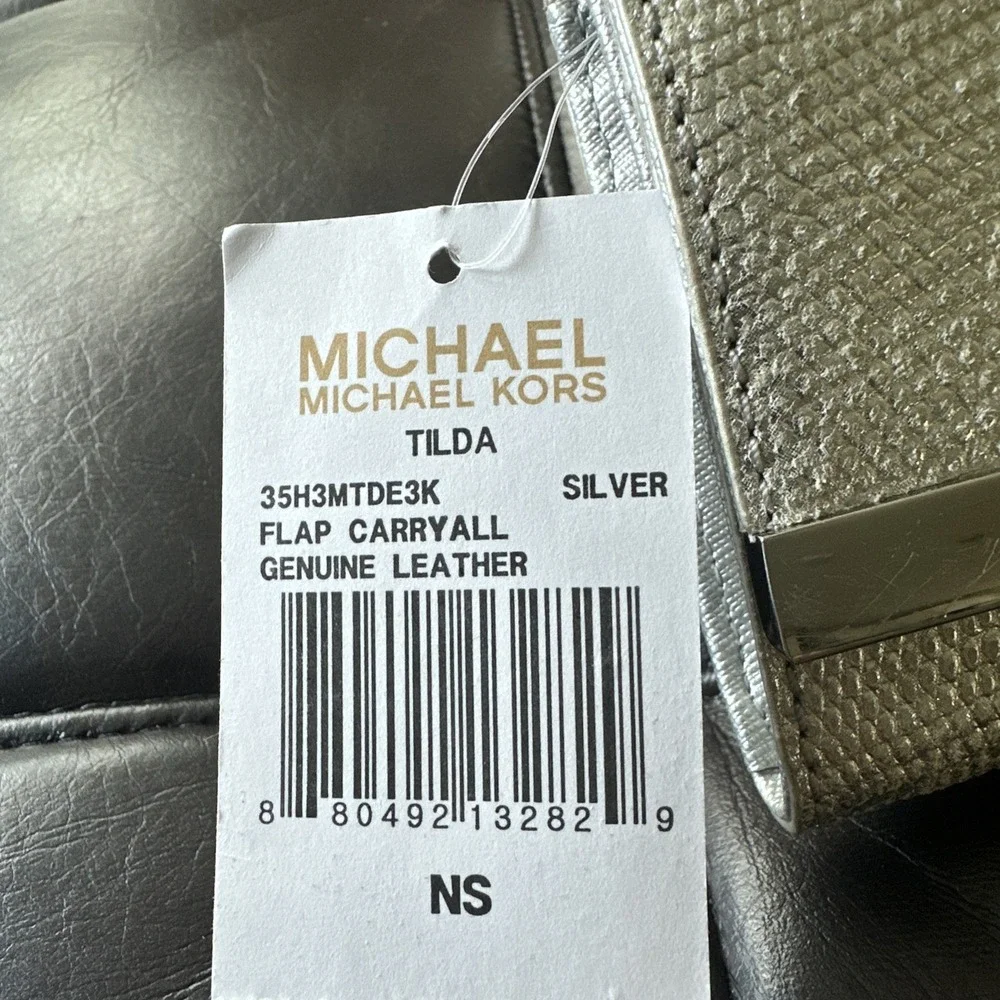 Michael Kors Tilda Flap Carryall Silver Python‎ Embossed Genuine Leather Wallet